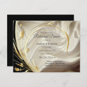 Silber oder Gold Abstrakte Blume auf - Seide und K Einladung (Vorne/Hinten)