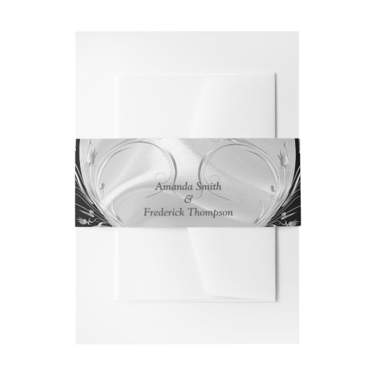 Silber oder Gold Abstrakte Blume auf - Seide und K Einladungsbanderole (Vorderseite Beispiel)