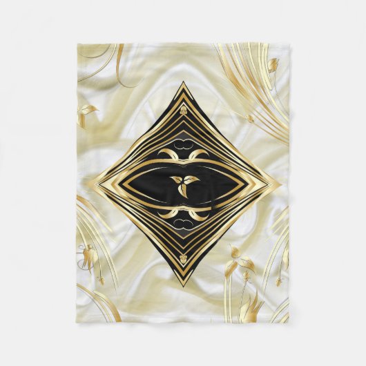 Silber oder Gold Abstrakte Blume auf - Seide und K Fleecedecke (Vorderseite)