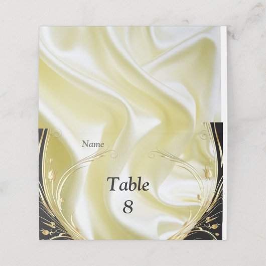 Silber oder Gold Abstrakte Blume auf - Seide und K Platzkarte (Außenseite Aufgefaltet)