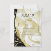 Silber oder Gold Abstrakte Blume auf - Seide und K RSVP Karte (Vorderseite)