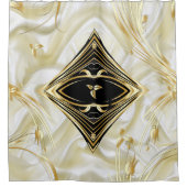 Silber oder Gold Abstrakte Blume auf - Silk & Art  Duschvorhang (Vorderseite)
