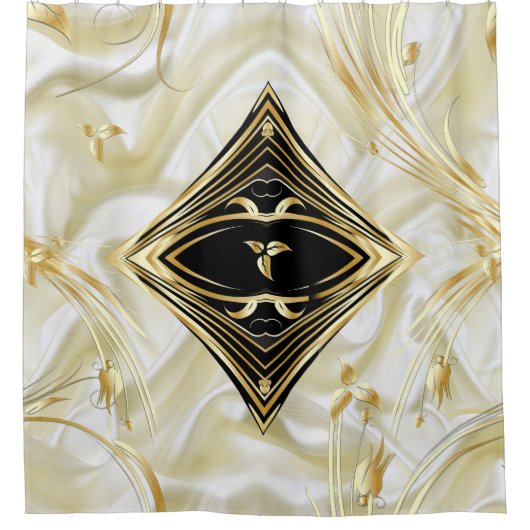 Silber oder Gold Abstrakte Blume auf - Silk & Art  Duschvorhang (Vorderseite)