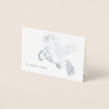 Silber- oder Goldfolienkarte des Pegasus-Pferdes