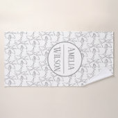 Silber-Orchideen-Blumen-Pflanzen-Muster Badehandtuch (Badehandtuch)