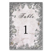 Silber Ornamente funkelnd Schnee Winterhochzeit Tischnummer (Vorderseite)