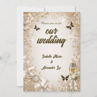 Silber-Perlen-Bogen-Schneeflocken-Hochzeitseinladu Einladung
