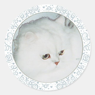 Silber-Perserkatze Kopfstudie Runder Aufkleber