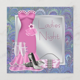 Silber Pink Champagner Lila Pink Ladies Night Einladung