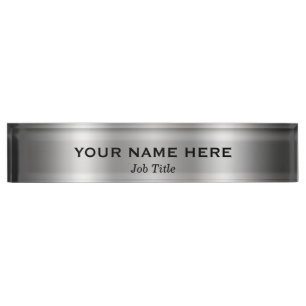 Silber Platin Glanz Moderne Minimal Personalisiert Namensplakette