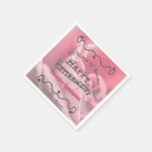 Silber Rahmen mit rosa Rose Foto Happy Rentirement Serviette (Ecke)