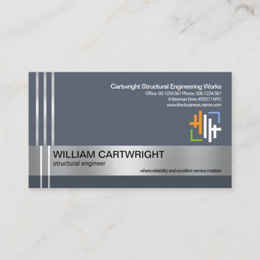 Silber-Re-Bar-Betonsäulen-Engineering Visitenkarte (Vorderseite)