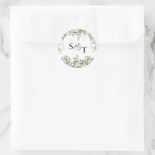 Silber-Reben: Mit Monogramm botanischer Aufkleber (Tasche)