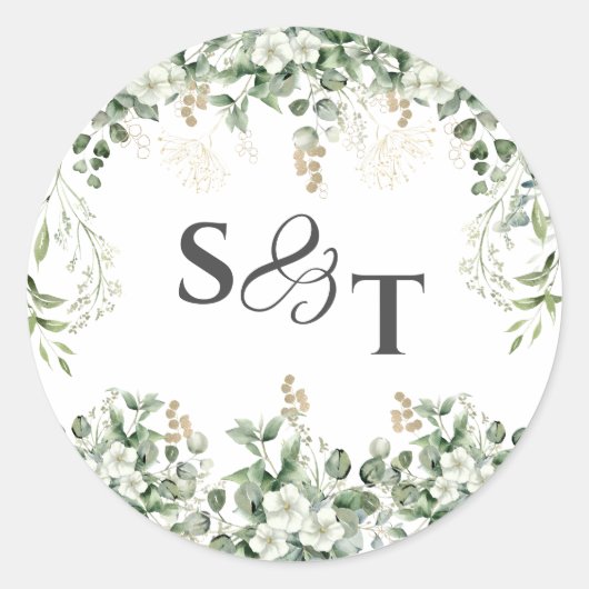 Silber-Reben: Mit Monogramm botanischer Aufkleber (Vorderseite)