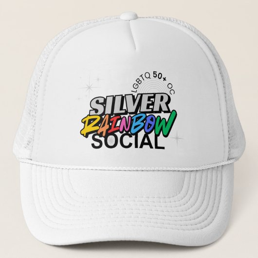 Silber-Regenbogen-Sozial-Baseballmütze Truckerkappe (Vorderseite)
