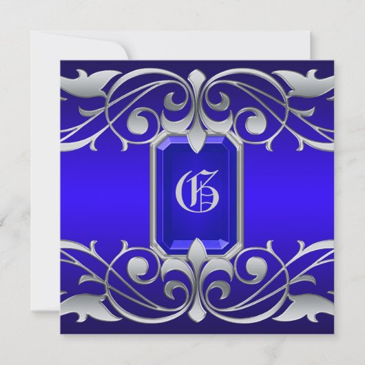 Silber-Rolle-Einladung Großherzogin-blaue Juwel Einladung (Vorderseite)