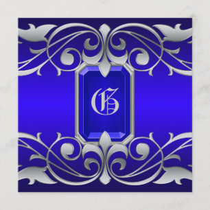 Silber-Rolle-Einladung Großherzogin-blaue Juwel Einladung