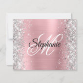 Silber-Rosa Glam Monogramm 40. Geburtstag (Rückseite)