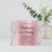 Silber-Rosa Glam Monogramm 40. Geburtstag (Stehend Vorderseite)