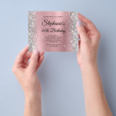 Silber-Rosa Glam Monogramm 40. Geburtstag Flyer (Gruppe)
