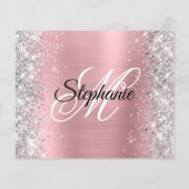 Silber-Rosa Glam Monogramm 40. Geburtstag Flyer (Hinten)