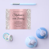 Silber-Rosa Glam Monogramm 40. Geburtstag Flyer (Einzeln)
