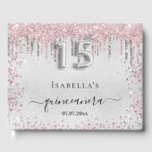 Silber-Rosa-Glitzer Gästebuch (Vorderseite)