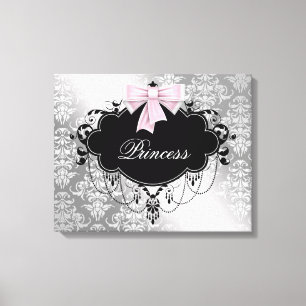Silber Rosa Schwarz Damast Prinzessin Leinwand