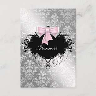 Silber Rosa Schwarz Prinzessin Baby Mädchen Shower RSVP Karte