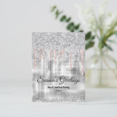 Silber-Rose Weihnachtsgold Glitzer Tropfen Postkarte (Stehend Vorderseite)