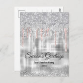 Silber-Rose Weihnachtsgold Glitzer Tropfen Postkarte (Vorne/Hinten)