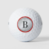 Silber rot und schwarz mit Ihrer Monogramm Golfball (Vorderseite)