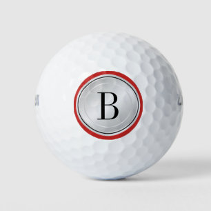 Silber rot und schwarz mit Ihrer Monogramm Golfball