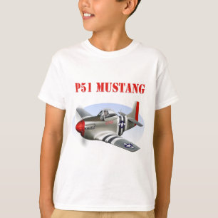 Silber-Rotes Flugzeug des Mustang-P51 T-Shirt