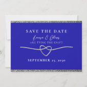 Silber Royal Blau Hochzeit Save The Date (Vorderseite)