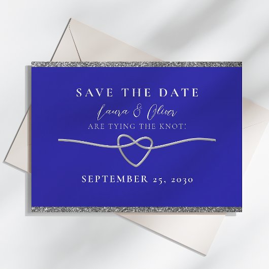 Silber Royal Blau Hochzeit Save The Date