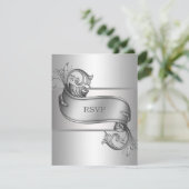 Silber RSVP Karte (Stehend Vorderseite)