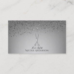 Silber Salon Friseur Schere Glitter Minimal Chic Visitenkarte