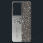 Silber Samsung Galaxy Hülle<br><div class="desc">Silber elegantes Gehäuse mit Namen</div>