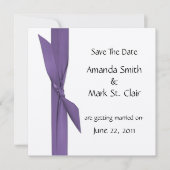 Silber Save the Date mit Lila Ribbon (Vorderseite)