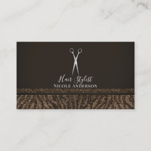 Silber Schere Gold Braun Zebra Schick Friseur Visitenkarte