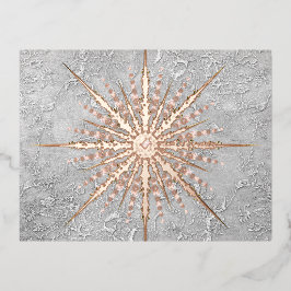 Silber Schneeflocke Rosa Vintager Winter Folien Feiertagspostkarte