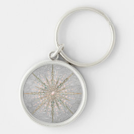 Silber Schneeflocke Rosa Vintager Winter Schlüsselanhänger