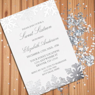 Silber-Schneeflocke Winter Sweet 16 Folieneinladung