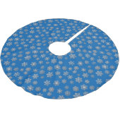 Silber-Schneeflocken auf kobaltblauem Hintergrund Polyester Weihnachtsbaumdecke (Schrägansicht)