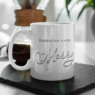 Silber Schrift Frohe Weihnachten personalisierter  Kaffeetasse