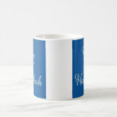 Silber Schrift Frohes Chanukka Tekhelet Blau Kaffeetasse (Mittel)