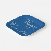 Silber Schrift Happy Chanukka Tekhelet Blau Pappteller (Gewinkelt)