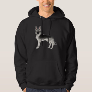 Silber-Schwarz-Deutscher-Schäferhund-GSD-Hunde-Des Hoodie