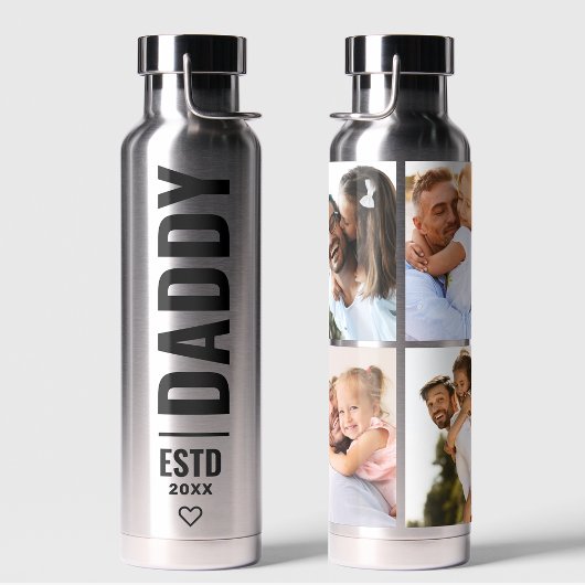 Silber-Schwarz-Foto-Daddy-Collage-Wrap Trinkflasche